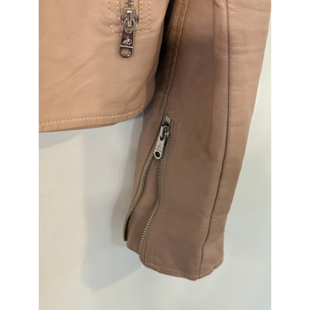 Sam Edelman Blush Faux Leather Moto Jacket Women’s Small Pink Zip Biker - Picture 4 of 8